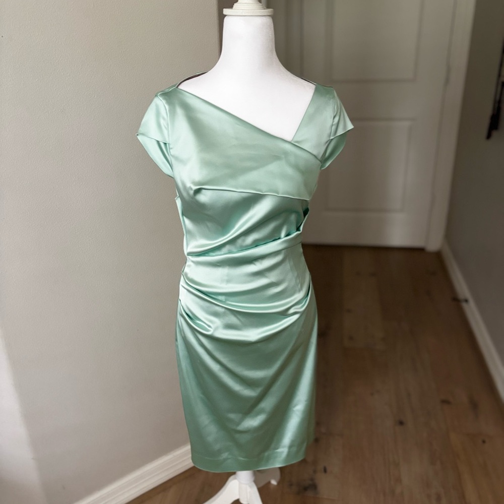 Green Asymmetrical Ruched Cocktail Dress